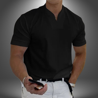 Belo | Herren cleanes V-Ausschnitt Shirt Kurzarm – Schwarz