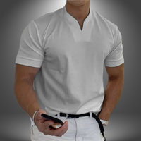 Belo | Herren cleanes V-Ausschnitt Shirt Kurzarm – Grau