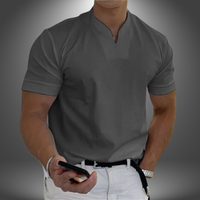 Belo | Herren cleanes V-Ausschnitt Shirt Kurzarm – Dunkelgrau