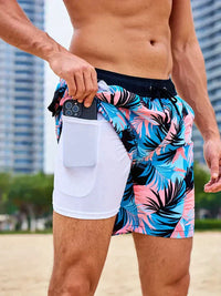 Benedikt | Herren Badeshorts mit Innenfutter – Hellblau