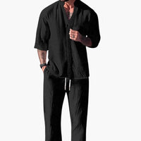 Benedikt | Herren Langarm Shirt Hose Set – Schwarz