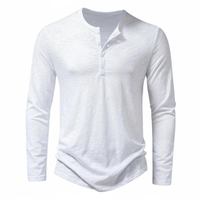 Benjamin | Herren Langarm Henley Oberteil – Weiß