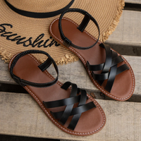 Bequeme Sommersandalen für Damen | Riemchen – Schwarz