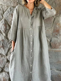 Heidi-Mode | Baumwoll-Leinen-Kleid für den Sommer – Grau