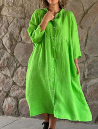 Heidi-Mode | Baumwoll-Leinen-Kleid für den Sommer – Grün
