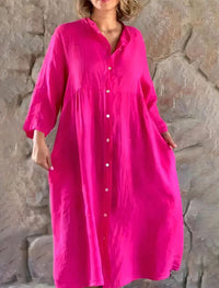Heidi-Mode | Baumwoll-Leinen-Kleid für den Sommer – Rosa