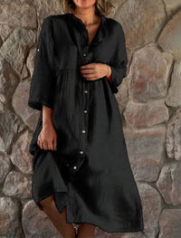 Heidi-Mode | Baumwoll-Leinen-Kleid für den Sommer – Schwarz