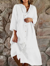 Heidi-Mode | Baumwoll-Leinen-Kleid für den Sommer – Weiß