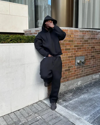 Bequemes Hoodie- und Hosen-Set für Herren | Moderner – Schwarz