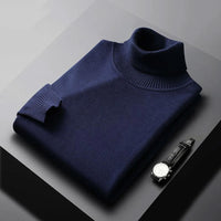 Bertram | Herren Rollkragenpullover Langarm – Dunkelblau