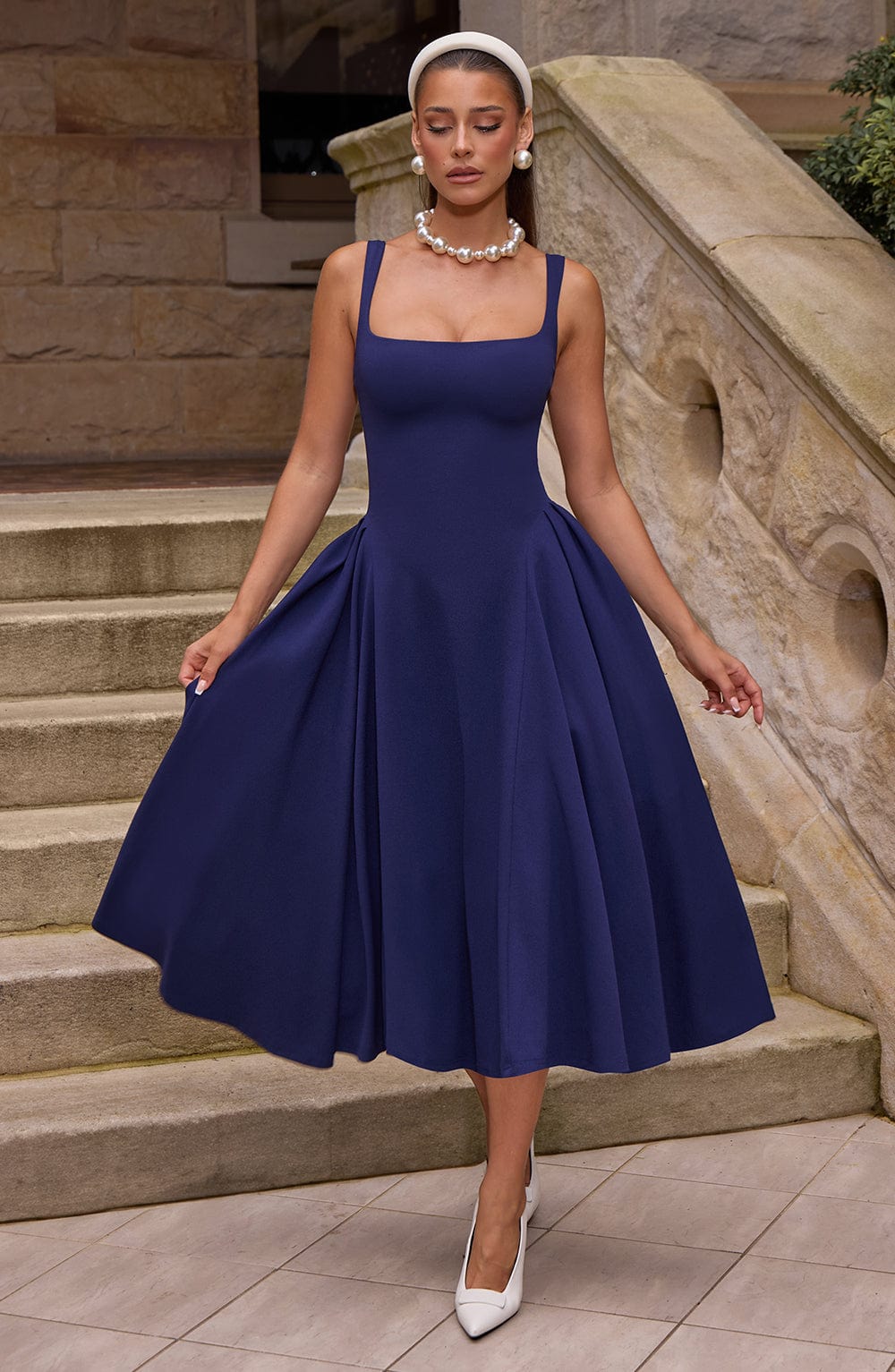 Betty | Navy Midi Kleid