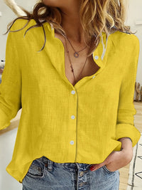 Fenna | Moderne Hemdbluse mit langen Ärmeln – Gelb