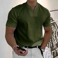 Bjarne | Herren T-Shirt Mit V-Ausschnitt Schlicht Freizeit – Grün