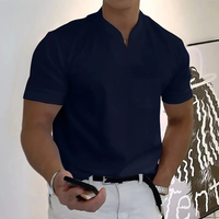 Bjarne | Herren T-Shirt Mit V-Ausschnitt Schlicht Freizeit – Marine
