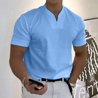 Bjarne | Herren T-Shirt Mit V-Ausschnitt Schlicht Freizeit – Hellblau
