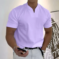 Bjarne | Herren T-Shirt Mit V-Ausschnitt Schlicht Freizeit – Helllila
