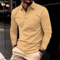 Gideon | Herren Klassisches Langarm Poloshirt – Khaki