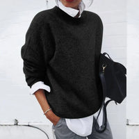 Damen Lässig Langarm Pullover | Warm – Schwarz