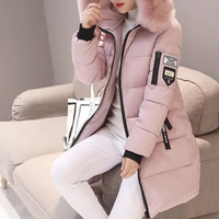 Taktische Pufferjacke mit Fellkapuze – Rosa