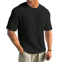 Herren Texturierte Rundhalsausschnitt T-Shirt – Schwarz