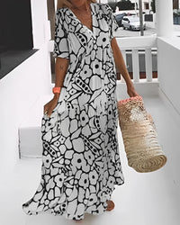 Gwen™ Lockeres Geblümtes Kleid – Schwarz