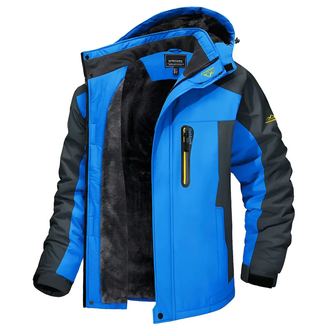 Louis | Bequeme Herren-Fleece-Winterjacke mit Kapuze und Reißverschluss in Zweifarboptik