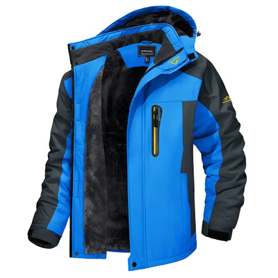 Louis | Bequeme Herren-Fleece-Winterjacke mit Kapuze und Reißverschluss in Zweifarboptik