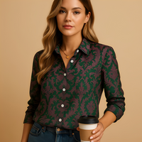 Alesha - Elegante Damenbluse mit langen Ärmeln – Grün / Lila