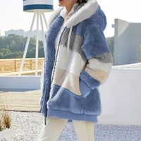 Damen Kapuzenjacke mit Fleecefutter | Reißverschlusstaschen Langarm – Blau
