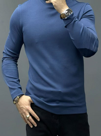 MANUEL · ENG ANLIEGENDER LANGÄRMELIGER PULLOVER – Blau