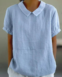 Ingrid | Klassische Kragenbluse – Blau