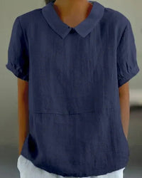 Ingrid | Klassische Kragenbluse – Marine