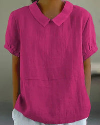 Ingrid | Klassische Kragenbluse – Dunkelrosa