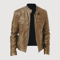 Stilvolle Biker Herren Lederjacke – Khaki
