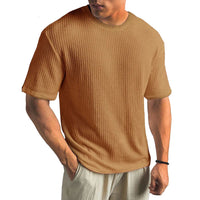 Herren Texturierte Rundhalsausschnitt T-Shirt – Braun