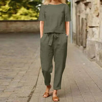 Brooklyn | Frauen Cropped Zweiteiliges Set – Grün