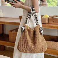 Alina | Boho Geflochtene Tote Bag für Alltag – Braun