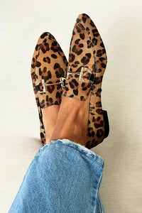 Brunhild | Damen Leopardenmuster Loafer mit Metalldetail – Braun