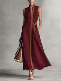 Brunhild | Damen Ärmelloses Wickelkleid Midi – Rot