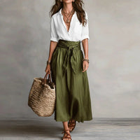 Brunilda | Damen Zweiteiliges Set Bluse Rock – Grün
