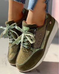 Felicia | Damen Plattform Sneaker Schnürung Modern Trend Komfort Urban – Grün