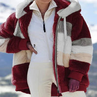 Damen Kapuzenjacke mit Fleecefutter | Reißverschlusstaschen Langarm – Rot