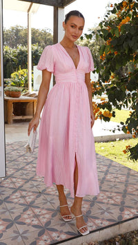 Sommerkleid für Damen - Vintage Maxikleid für Hochzeiten – Hellrosa