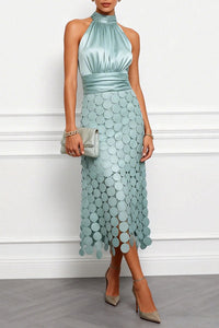 Céline | Halterneck Midi Kleid – Minze
