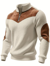 kortez – Lässiger Strickpullover Mit Halbem Reißverschluss – Beige