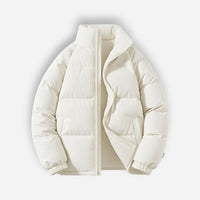 Wattierte Pufferjacke für Herren mit hohem Kragen und ohne Kapuze – Weiß