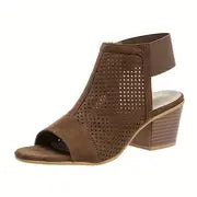 Clarrise - Damen-Sandalen mit klobigen Absätzen – Braun