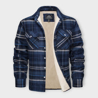Klaus - Gefütterte Karo-Hemdjacke – Grau-Blau