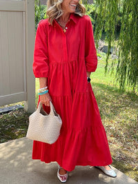 Amara | Maxi Kleid aus Baumwolle für den Alltag – Rot
