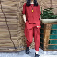 MELIKE - SET AUS BLUSE UND CARGOHOSE – Rotwein